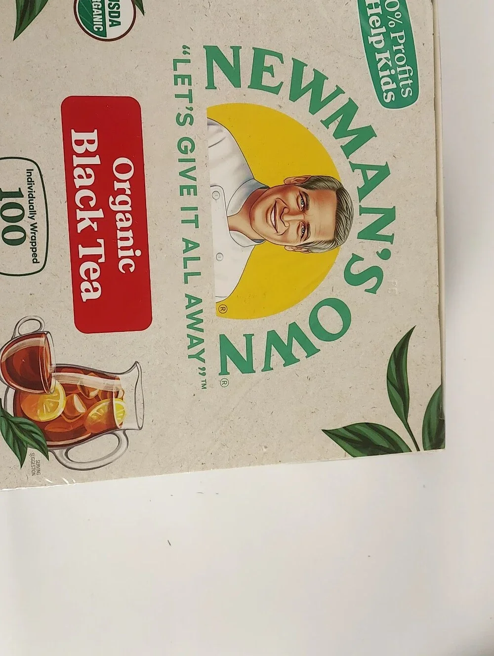 Newman's Own Organic Black Tea 100 Tea Bags USDA Certifed Contains Caffeine